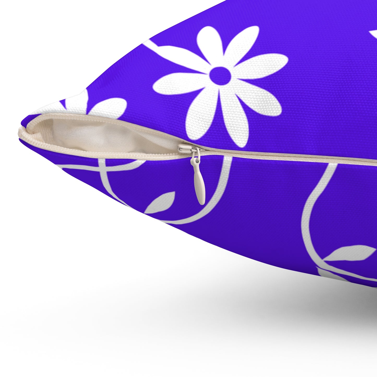 Floral Vine Decorative Pillow — Purple White Daisy Pattern
