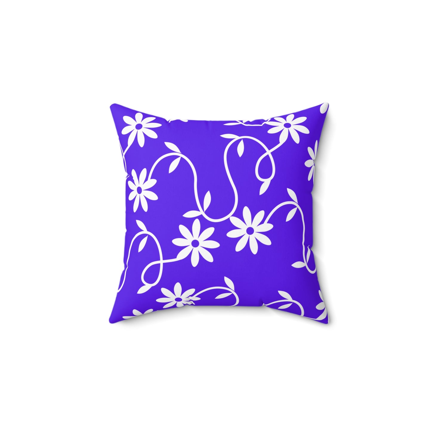 Floral Vine Decorative Pillow — Purple White Daisy Pattern