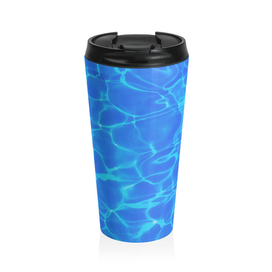 Ocean Pool Water Pattern Travel Mug — Stainless Steel Insulated Tumbler