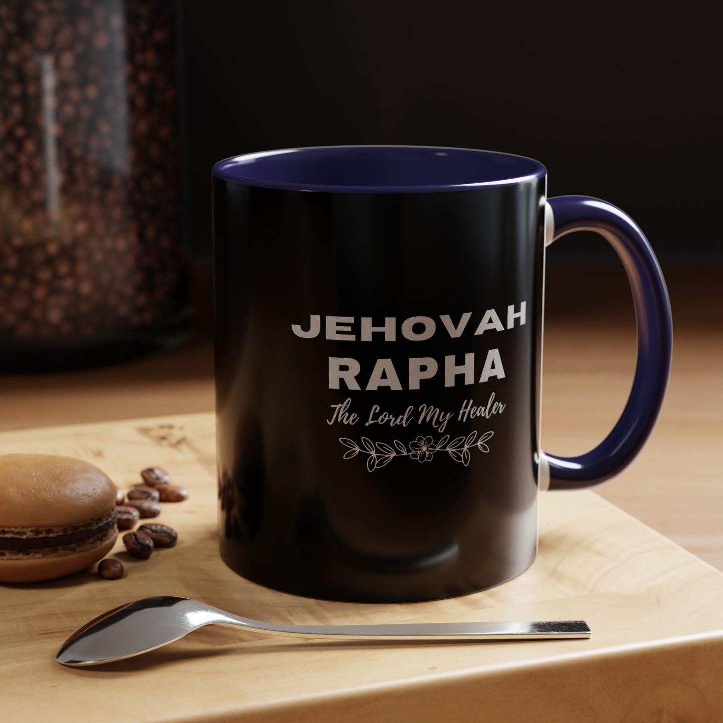Jehovah Rapha Coffee Mug – 'The Lord My Healer' Black Accent Mug (11/15oz)
