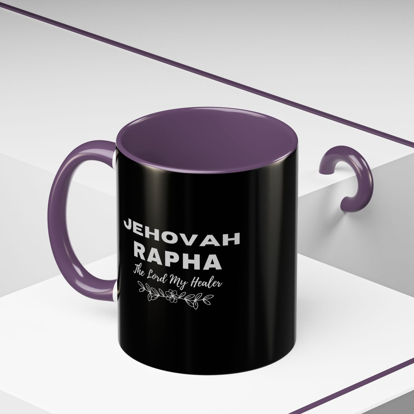 Jehovah Rapha Coffee Mug – 'The Lord My Healer' Black Accent Mug (11/15oz)