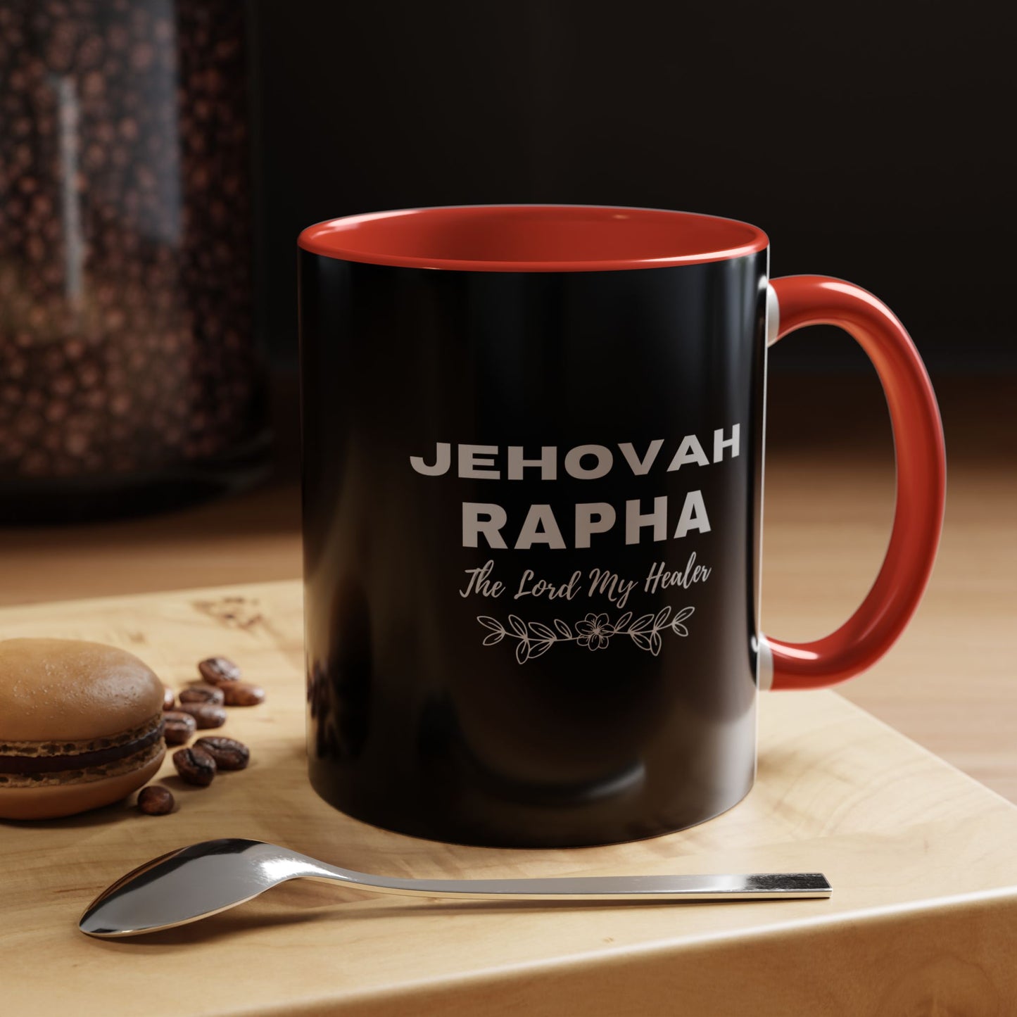 Jehovah Rapha Coffee Mug – 'The Lord My Healer' Black Accent Mug (11/15oz)