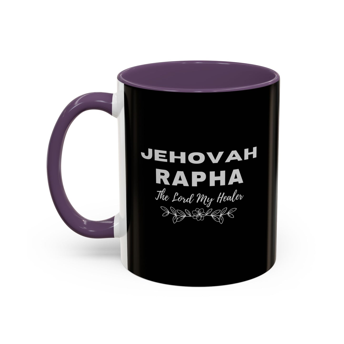 Jehovah Rapha Coffee Mug – 'The Lord My Healer' Black Accent Mug (11/15oz)