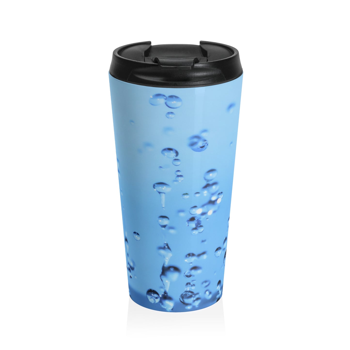 Blue Water Droplets Stainless Steel Travel Mug — Insulated Bubble Design