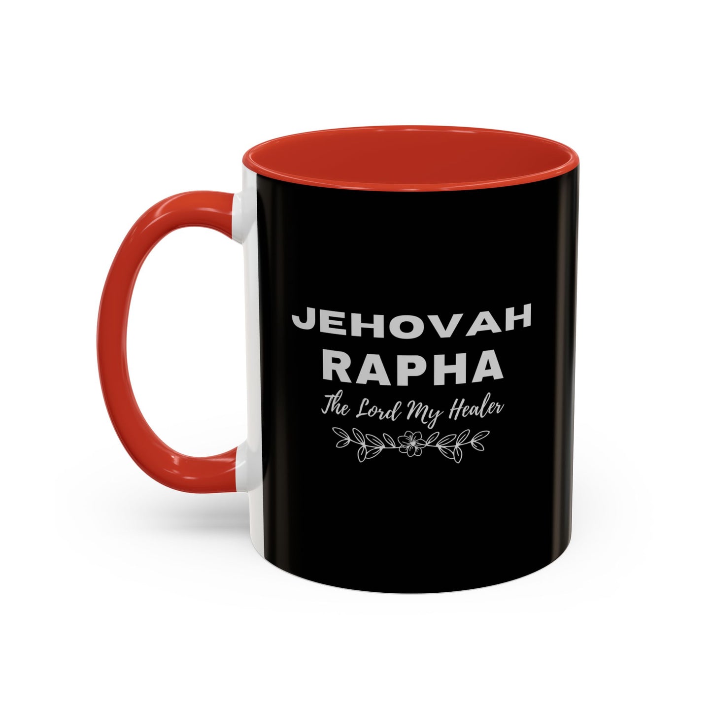 Jehovah Rapha Coffee Mug – 'The Lord My Healer' Black Accent Mug (11/15oz)