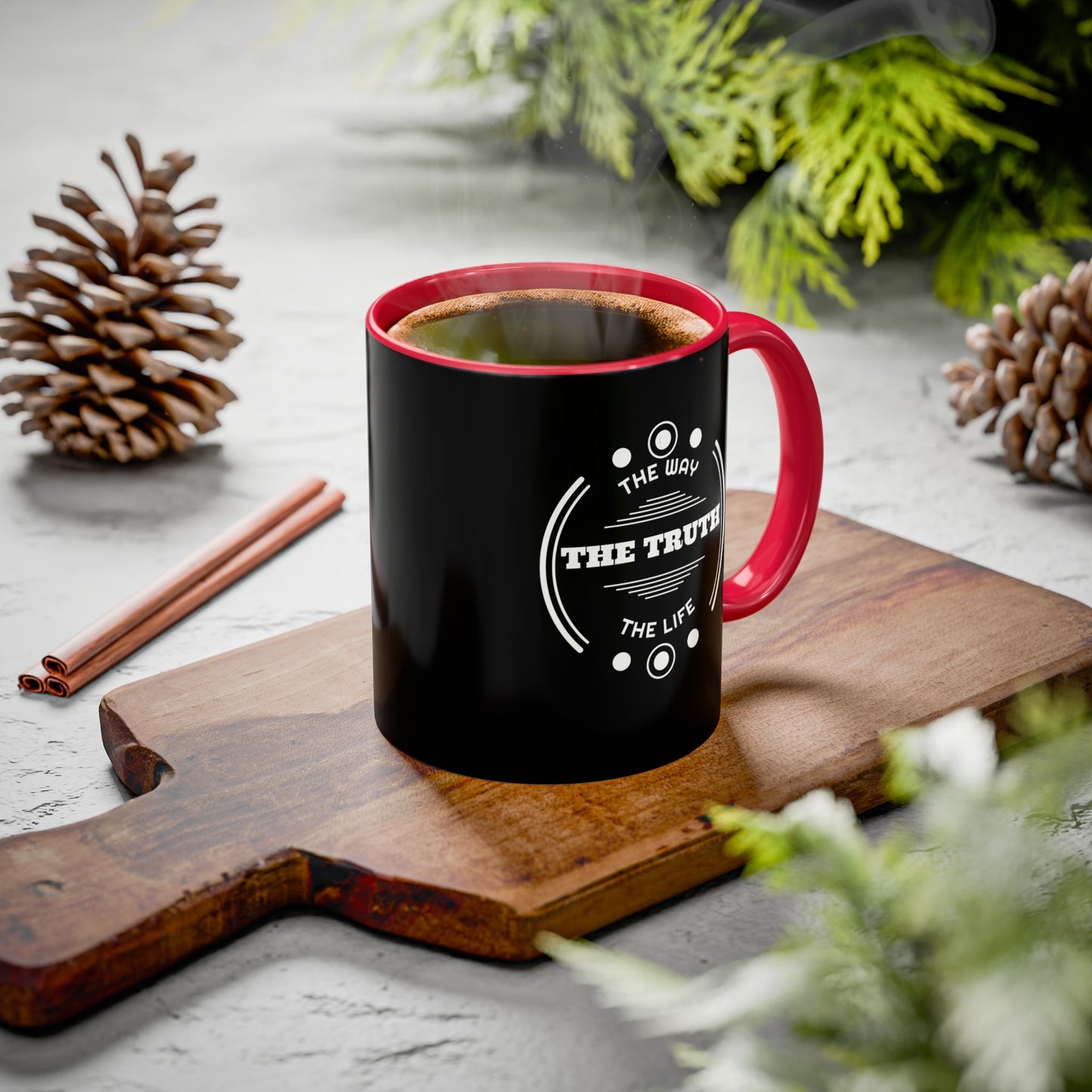 Black Inspirational Mug — “The Way The Truth The Life” Coffee Cup (11oz & 15oz)