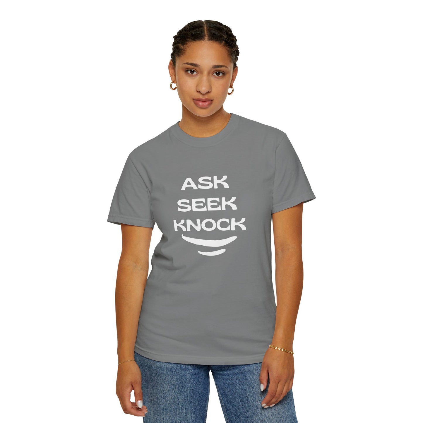Ask Seek Knock T-Shirt — Inspirational Faith Graphic Tee