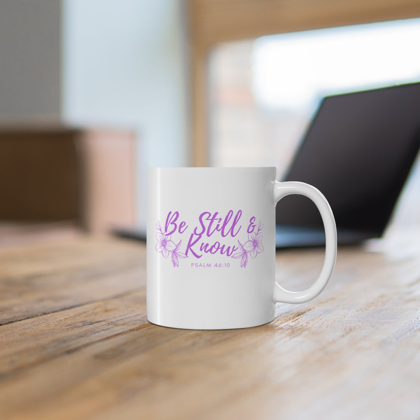 Be Still & Know Mug — Floral Psalm 46:10 Inspirational Coffee Cup