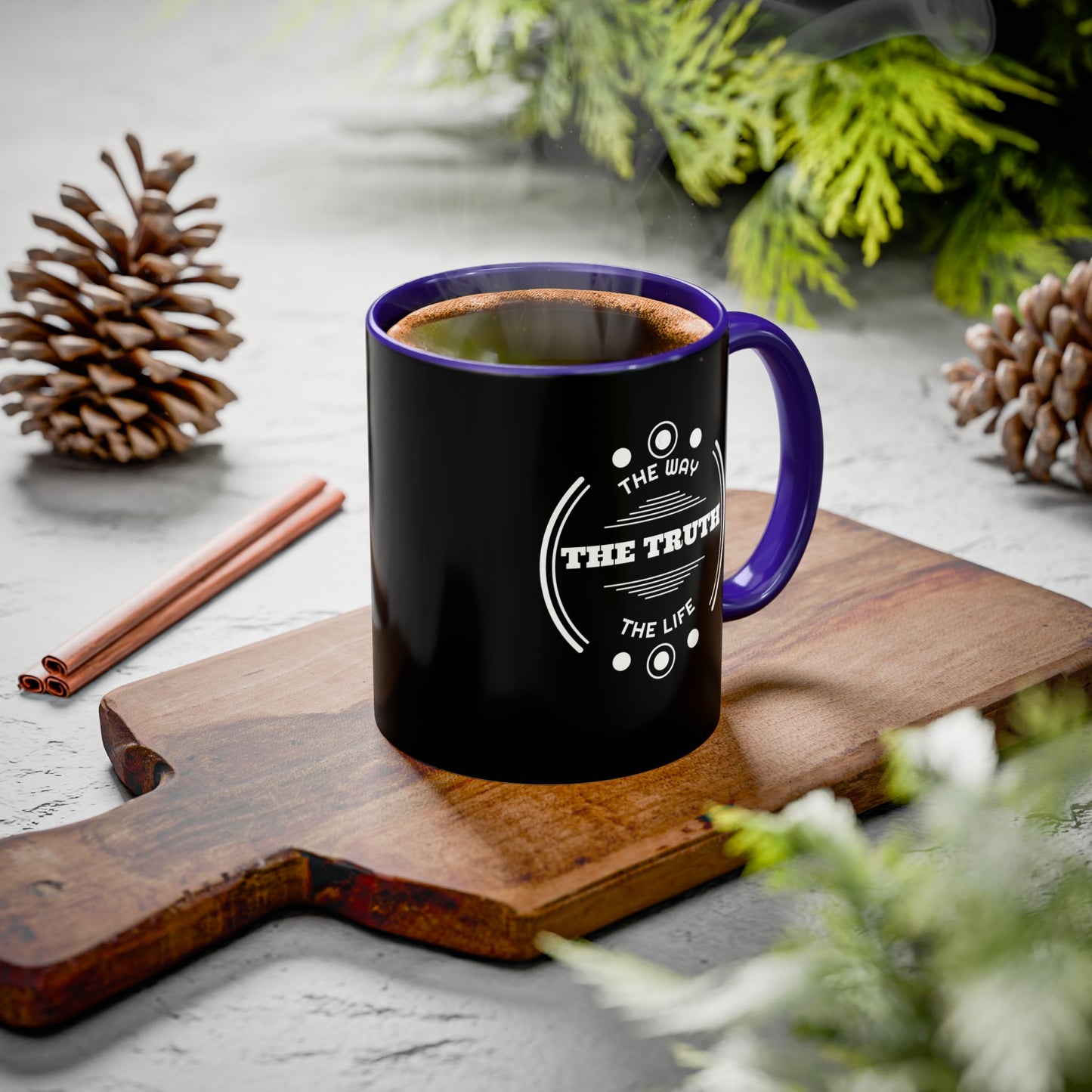 Black Inspirational Mug — “The Way The Truth The Life” Coffee Cup (11oz & 15oz)