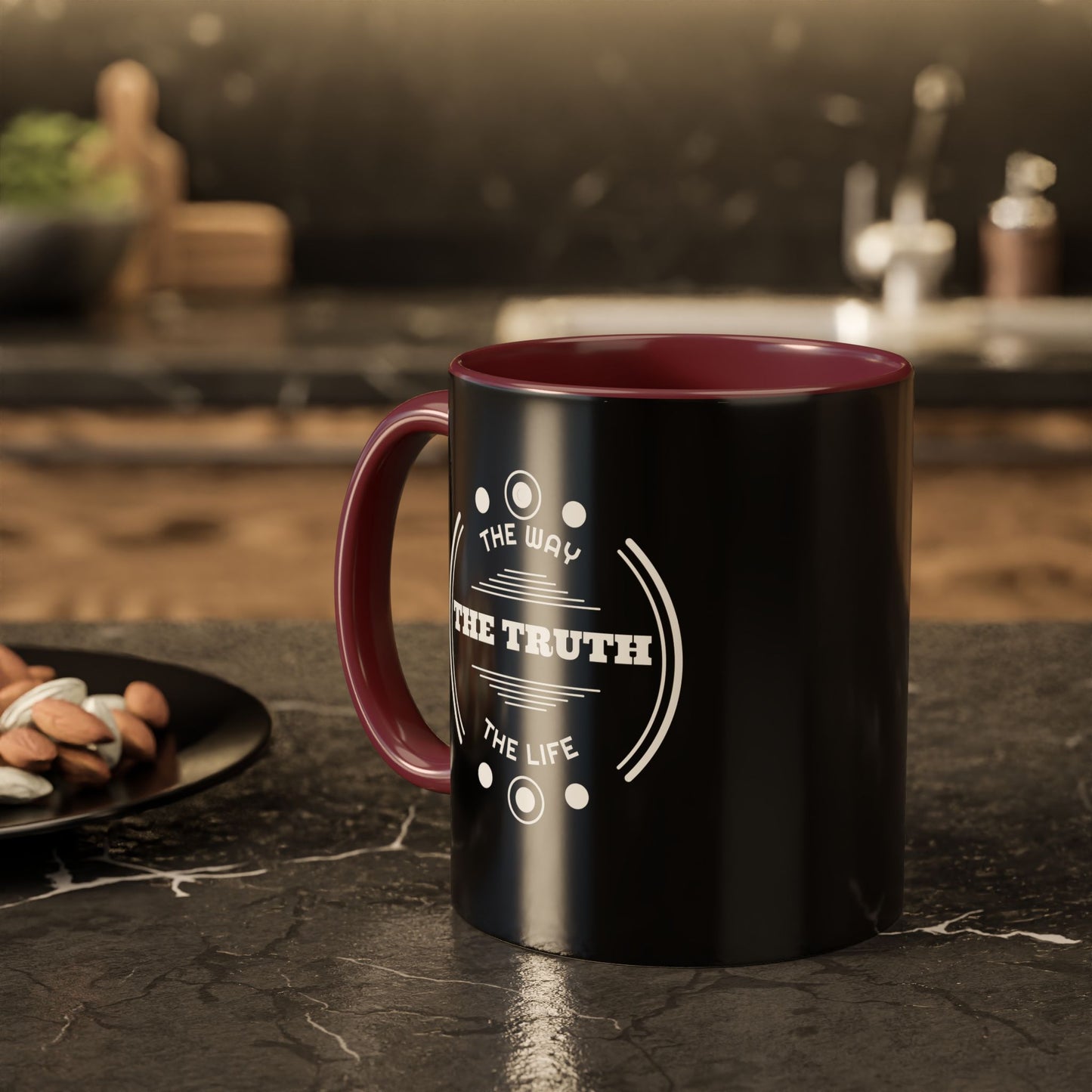 Black Inspirational Mug — “The Way The Truth The Life” Coffee Cup (11oz & 15oz)