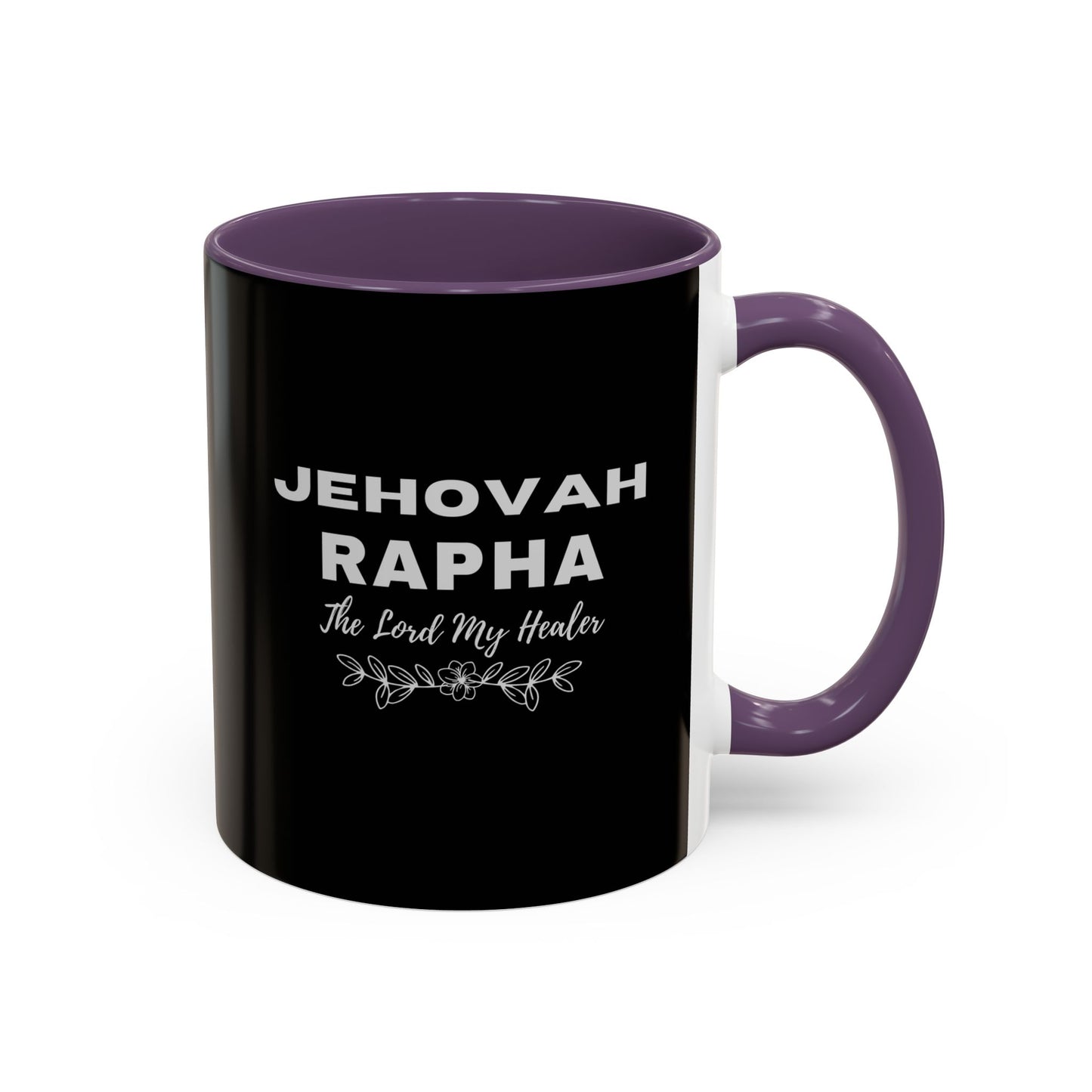 Jehovah Rapha Coffee Mug – 'The Lord My Healer' Black Accent Mug (11/15oz)
