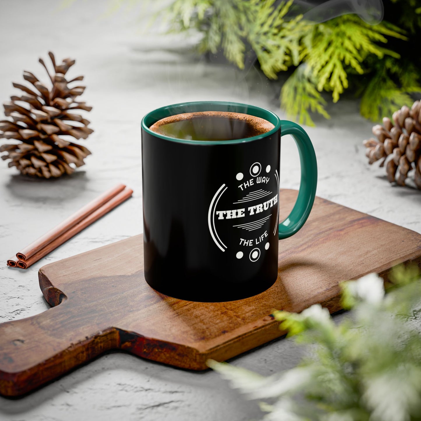 Black Inspirational Mug — “The Way The Truth The Life” Coffee Cup (11oz & 15oz)