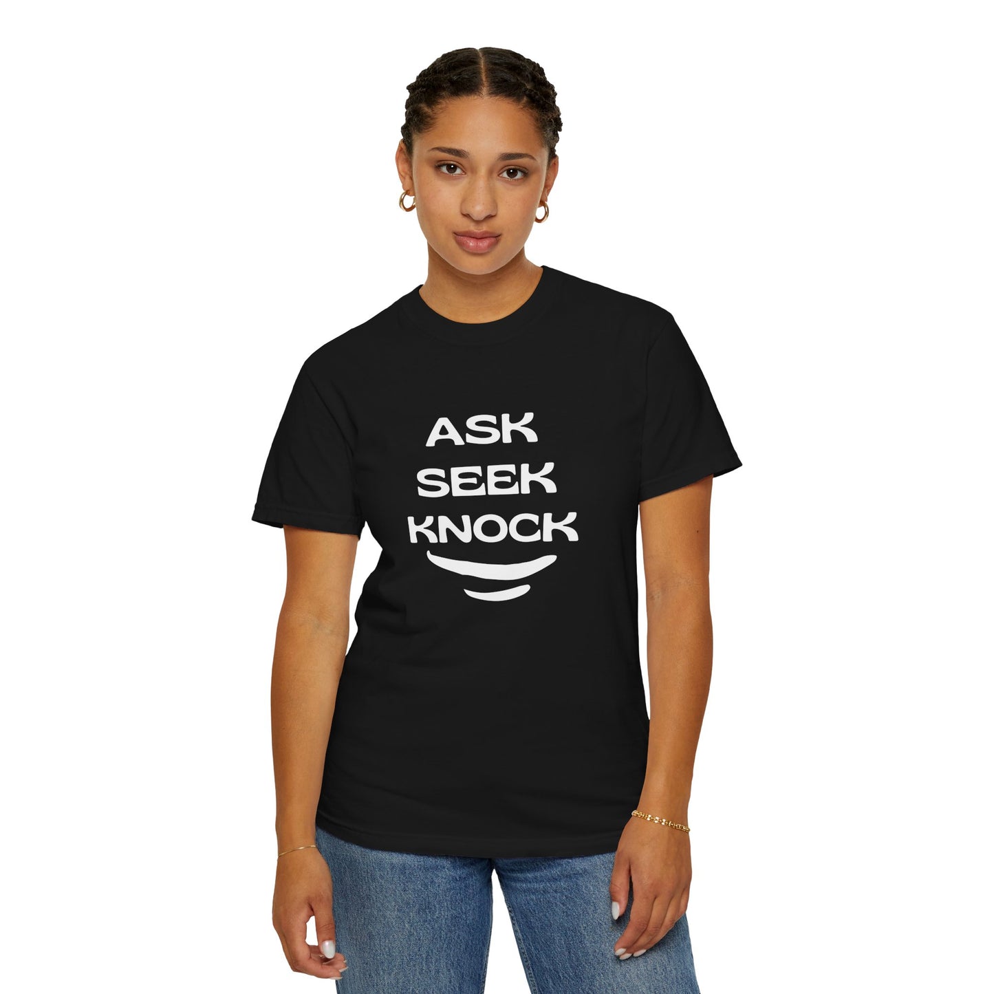 Ask Seek Knock T-Shirt — Inspirational Faith Graphic Tee