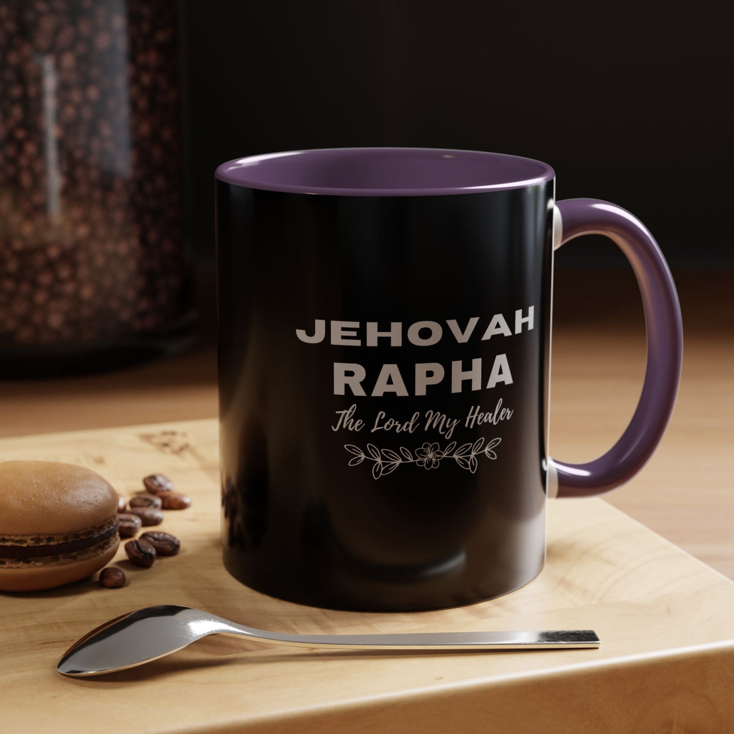 Jehovah Rapha Coffee Mug – 'The Lord My Healer' Black Accent Mug (11/15oz)