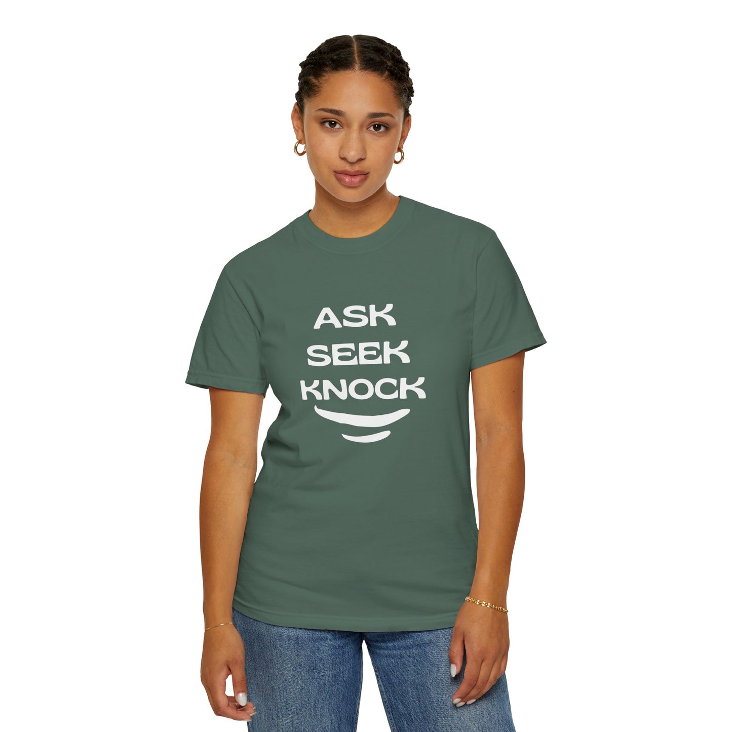 Ask Seek Knock T-Shirt — Inspirational Faith Graphic Tee