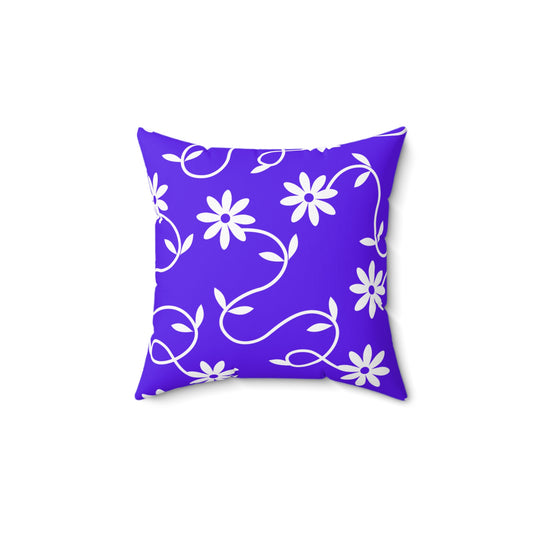 Floral Vine Decorative Pillow — Purple White Daisy Pattern
