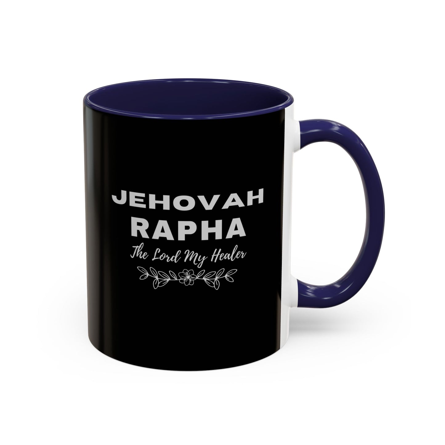 Jehovah Rapha Coffee Mug – 'The Lord My Healer' Black Accent Mug (11/15oz)