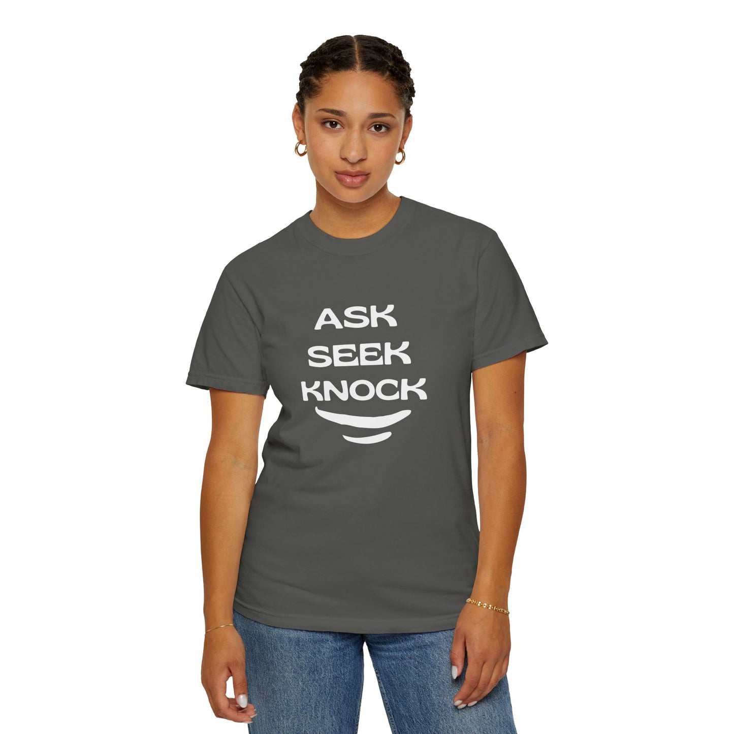 Ask Seek Knock T-Shirt — Inspirational Faith Graphic Tee