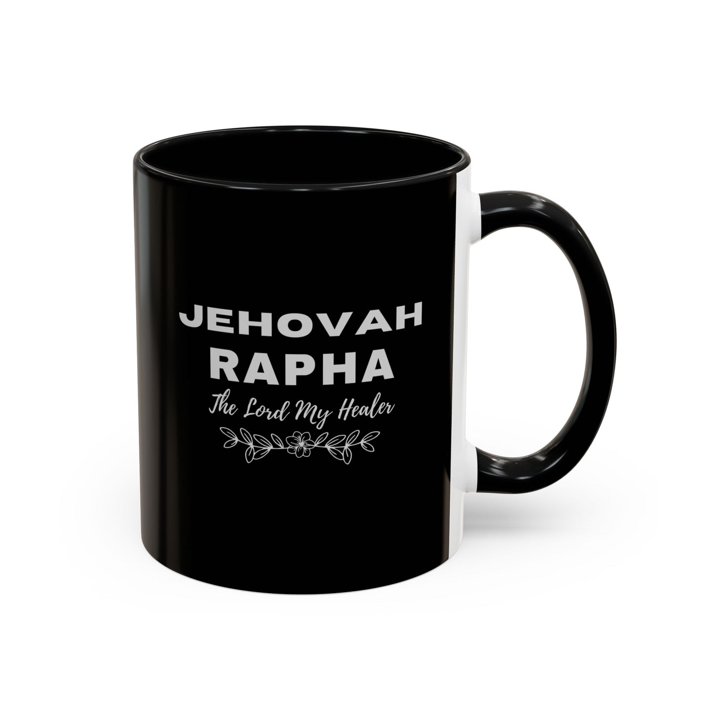 Jehovah Rapha Coffee Mug – 'The Lord My Healer' Black Accent Mug (11/15oz)