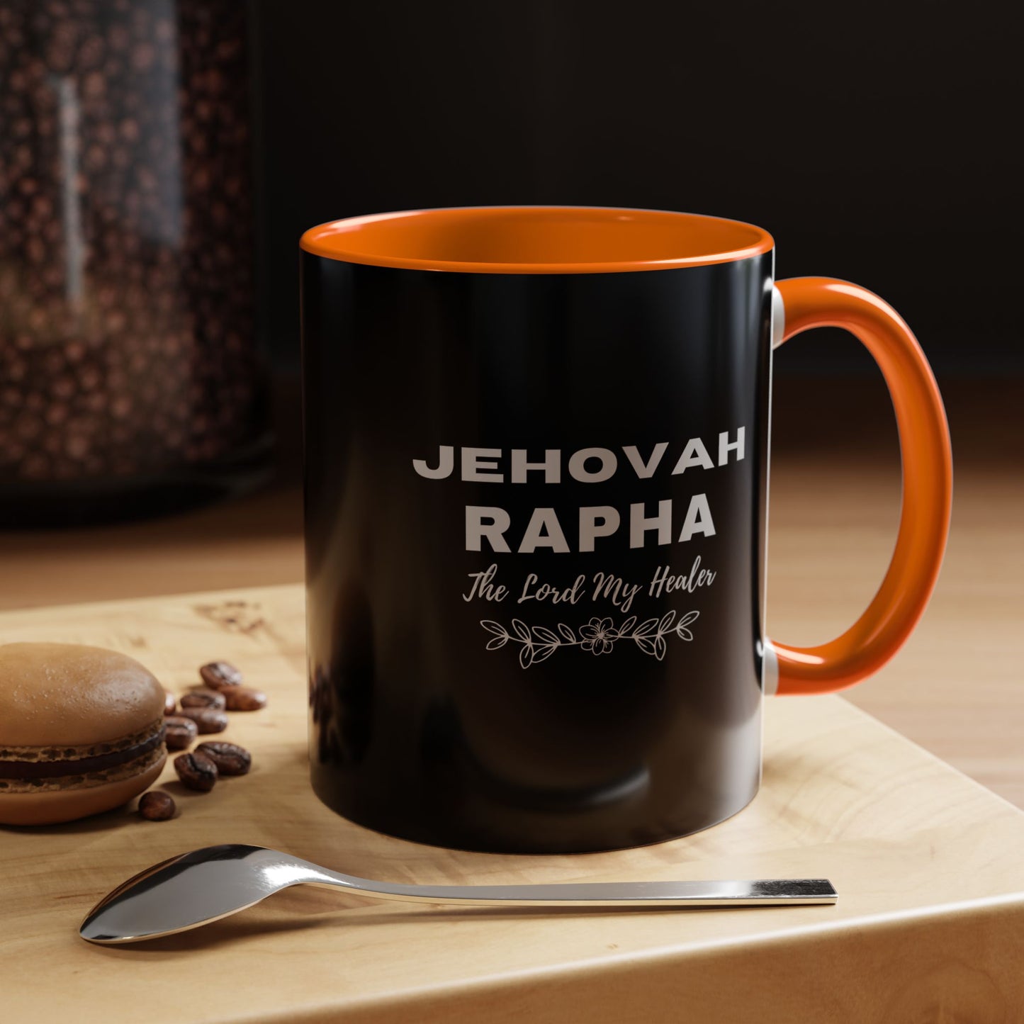 Jehovah Rapha Coffee Mug – 'The Lord My Healer' Black Accent Mug (11/15oz)