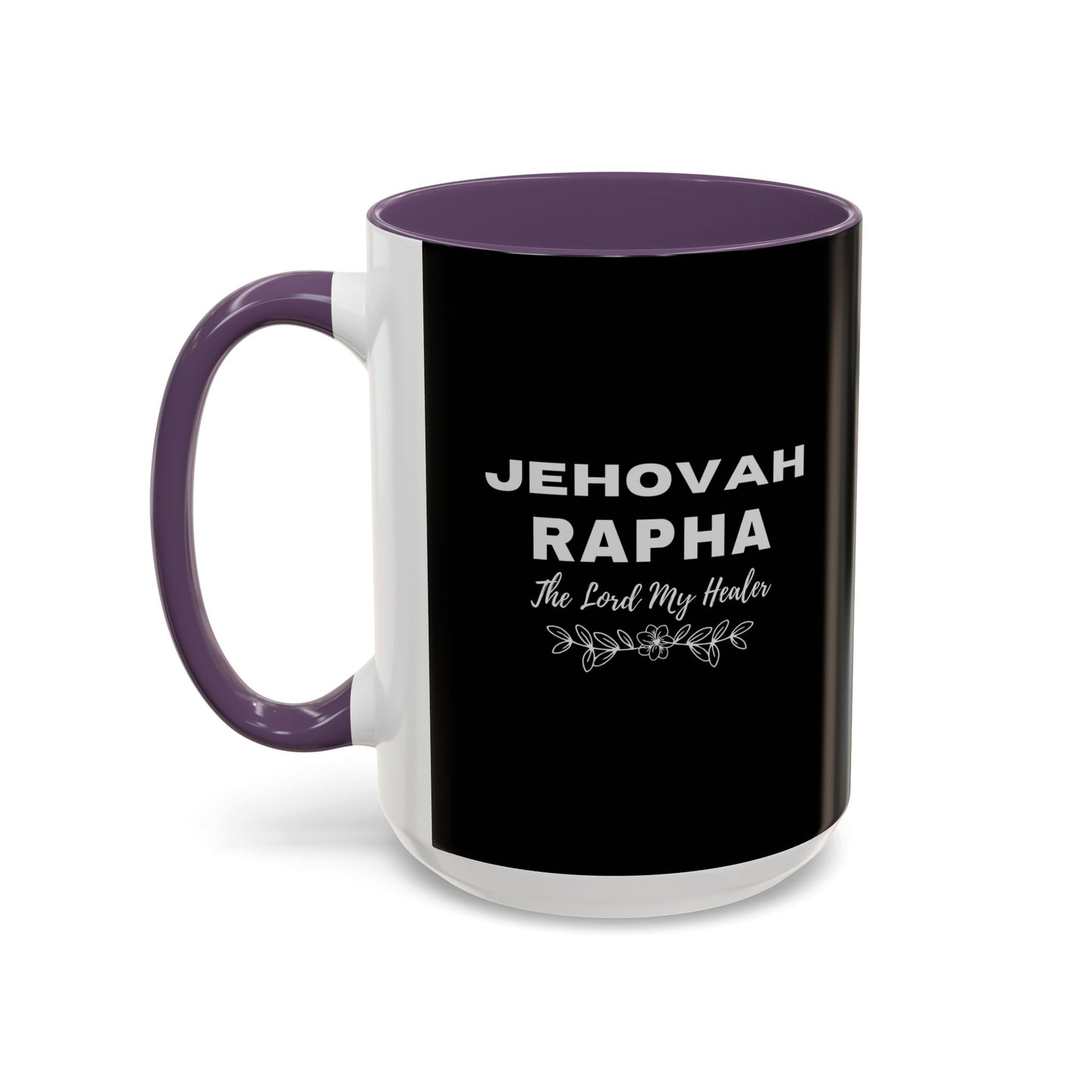 Jehovah Rapha Coffee Mug – 'The Lord My Healer' Black Accent Mug (11/15oz)