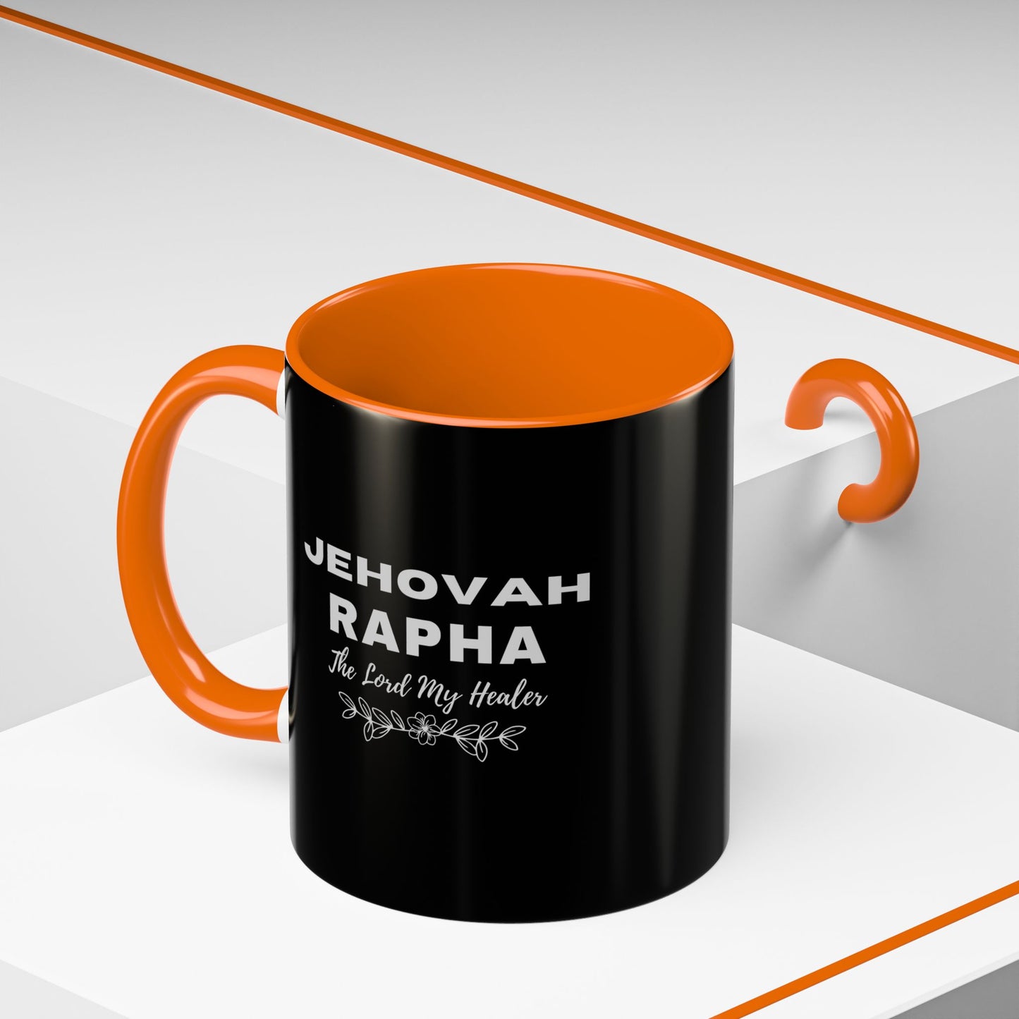 Jehovah Rapha Coffee Mug – 'The Lord My Healer' Black Accent Mug (11/15oz)