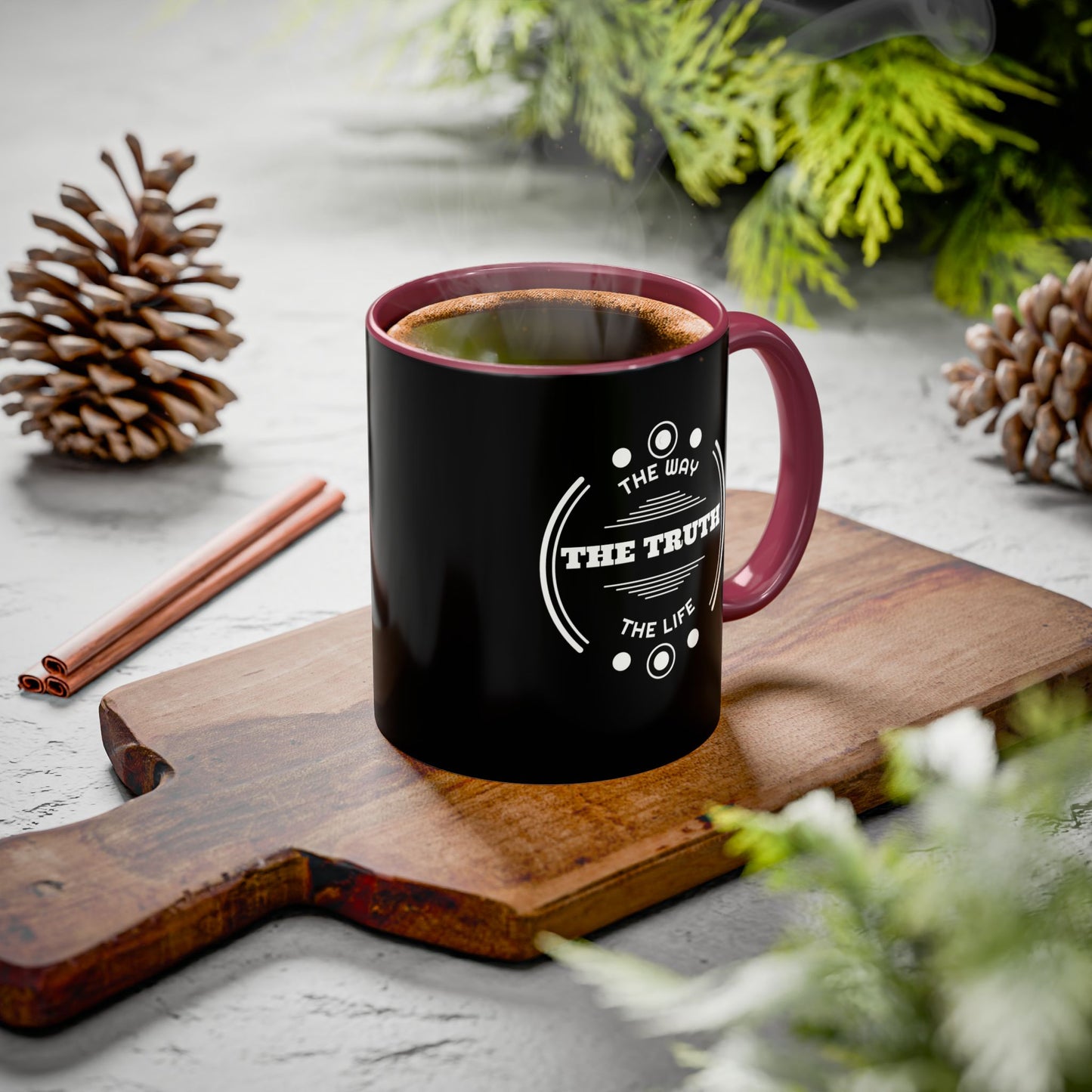 Black Inspirational Mug — “The Way The Truth The Life” Coffee Cup (11oz & 15oz)