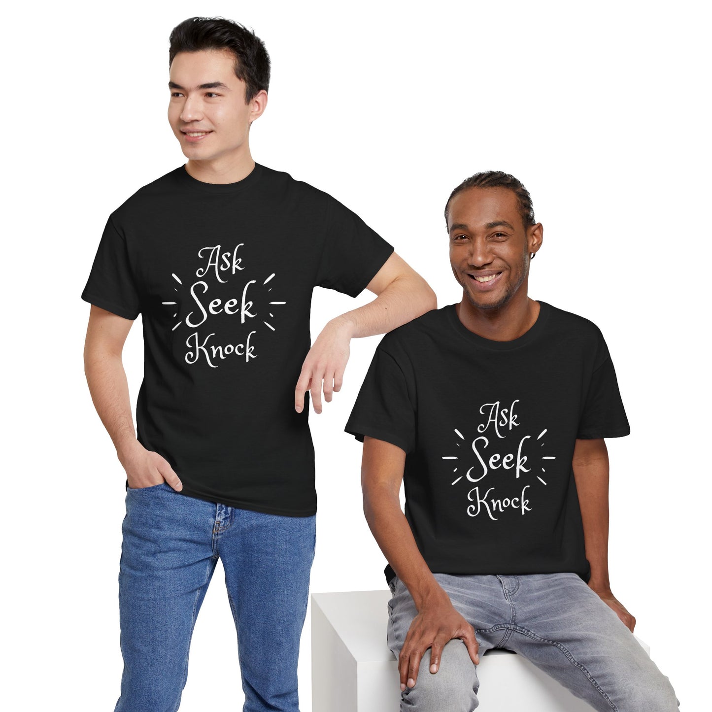 Ask Seek Knock Tee — Inspirational Christian Faith T-Shirt