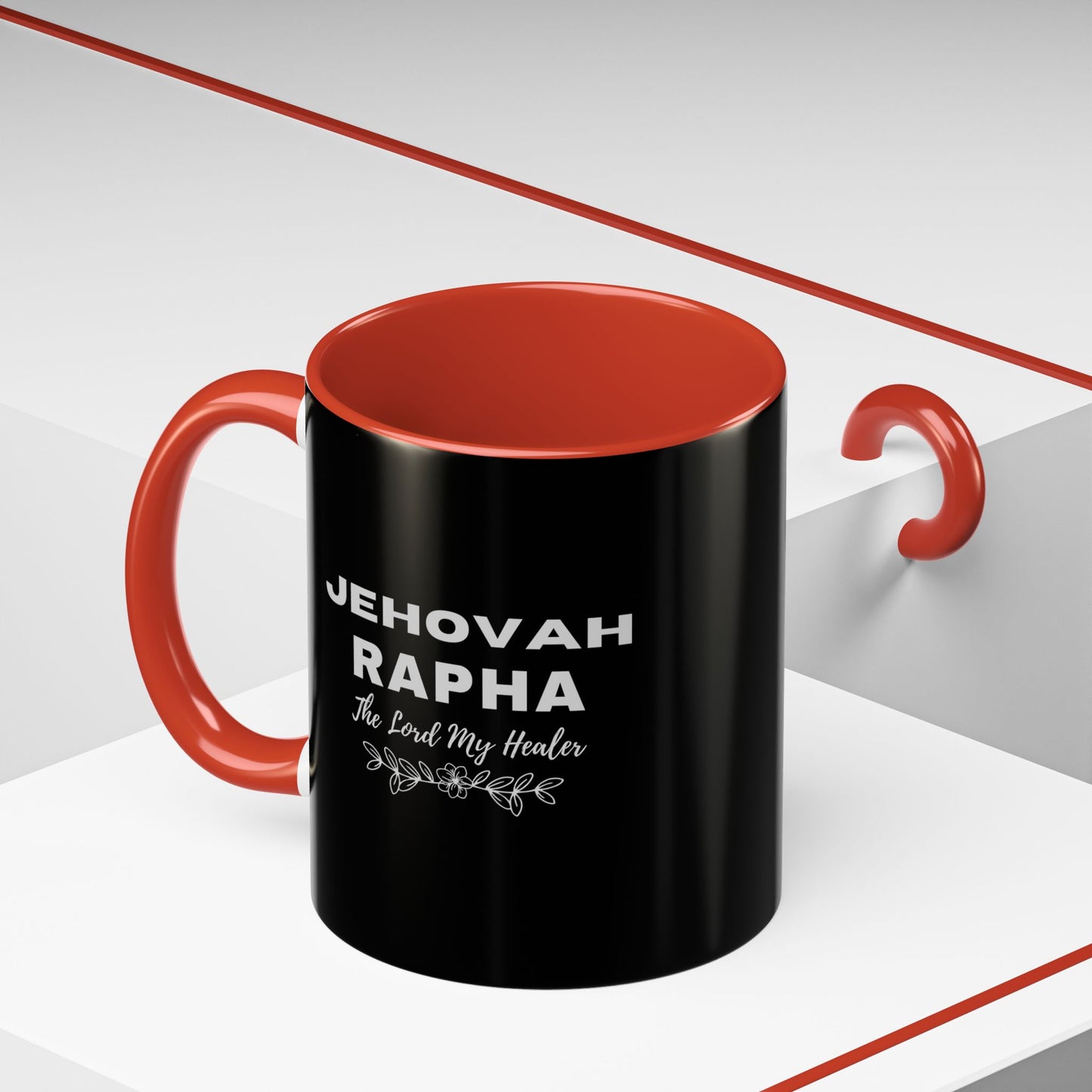 Jehovah Rapha Coffee Mug – 'The Lord My Healer' Black Accent Mug (11/15oz)