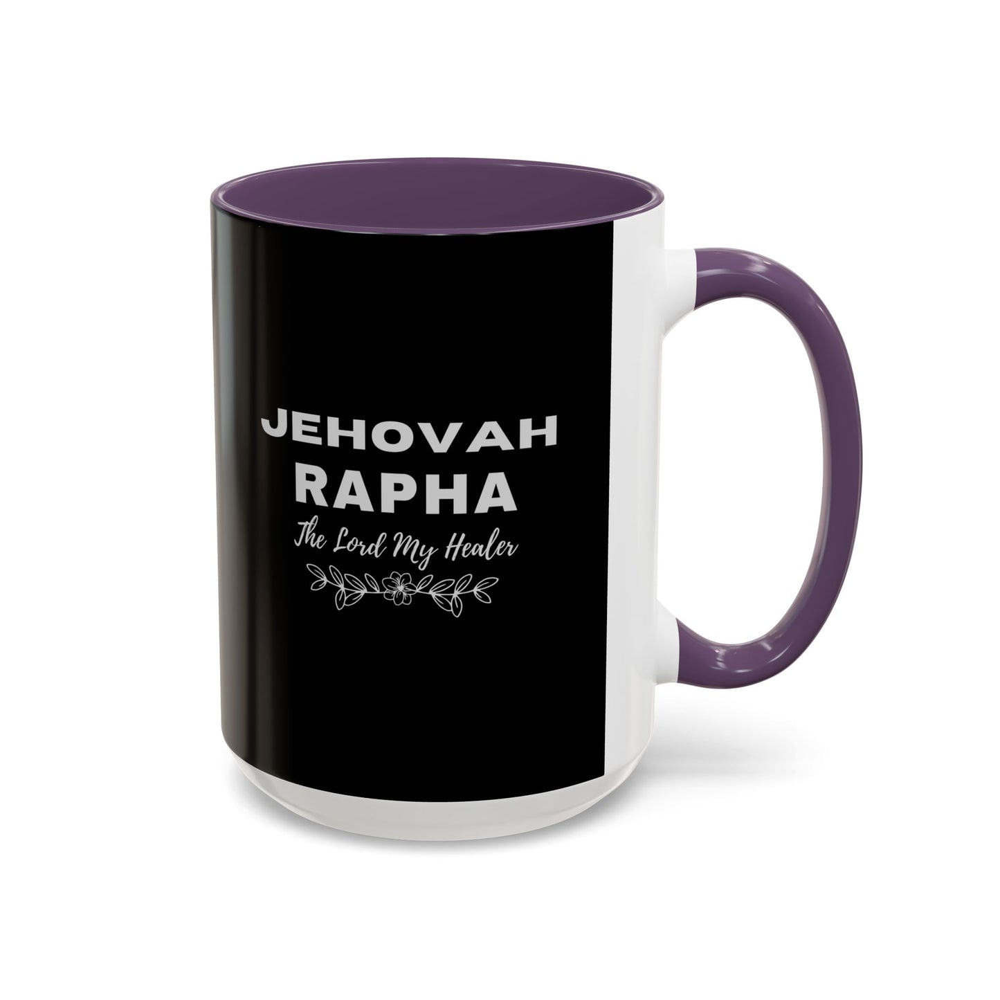Jehovah Rapha Coffee Mug – 'The Lord My Healer' Black Accent Mug (11/15oz)