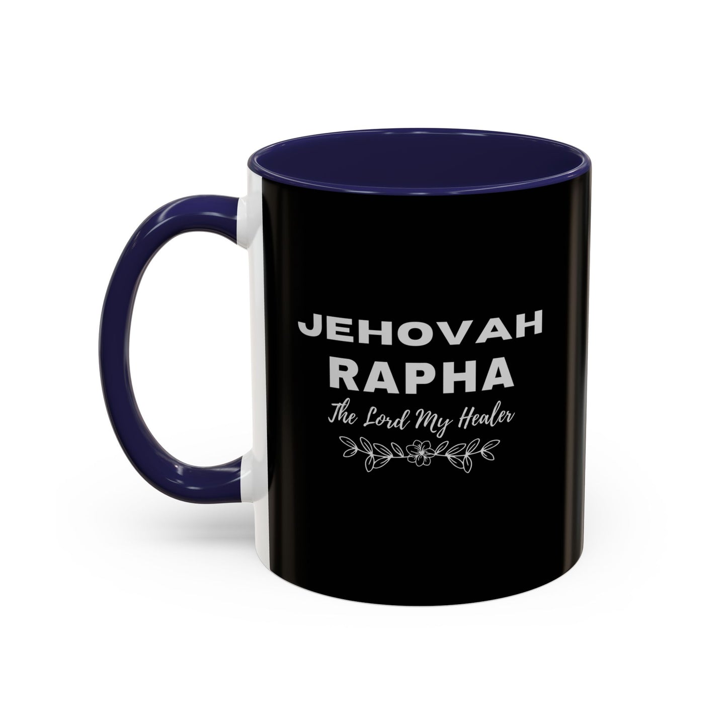 Jehovah Rapha Coffee Mug – 'The Lord My Healer' Black Accent Mug (11/15oz)