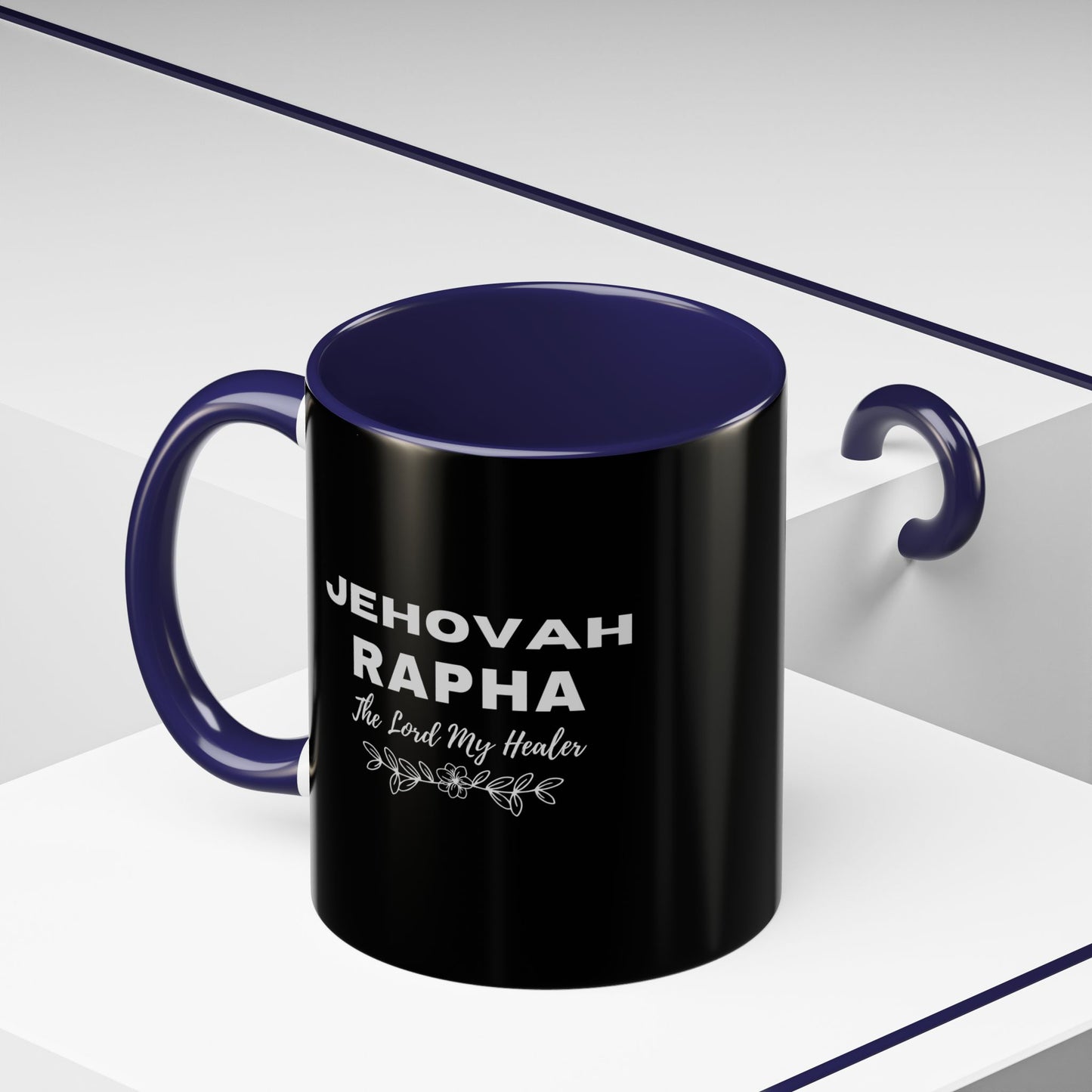 Jehovah Rapha Coffee Mug – 'The Lord My Healer' Black Accent Mug (11/15oz)