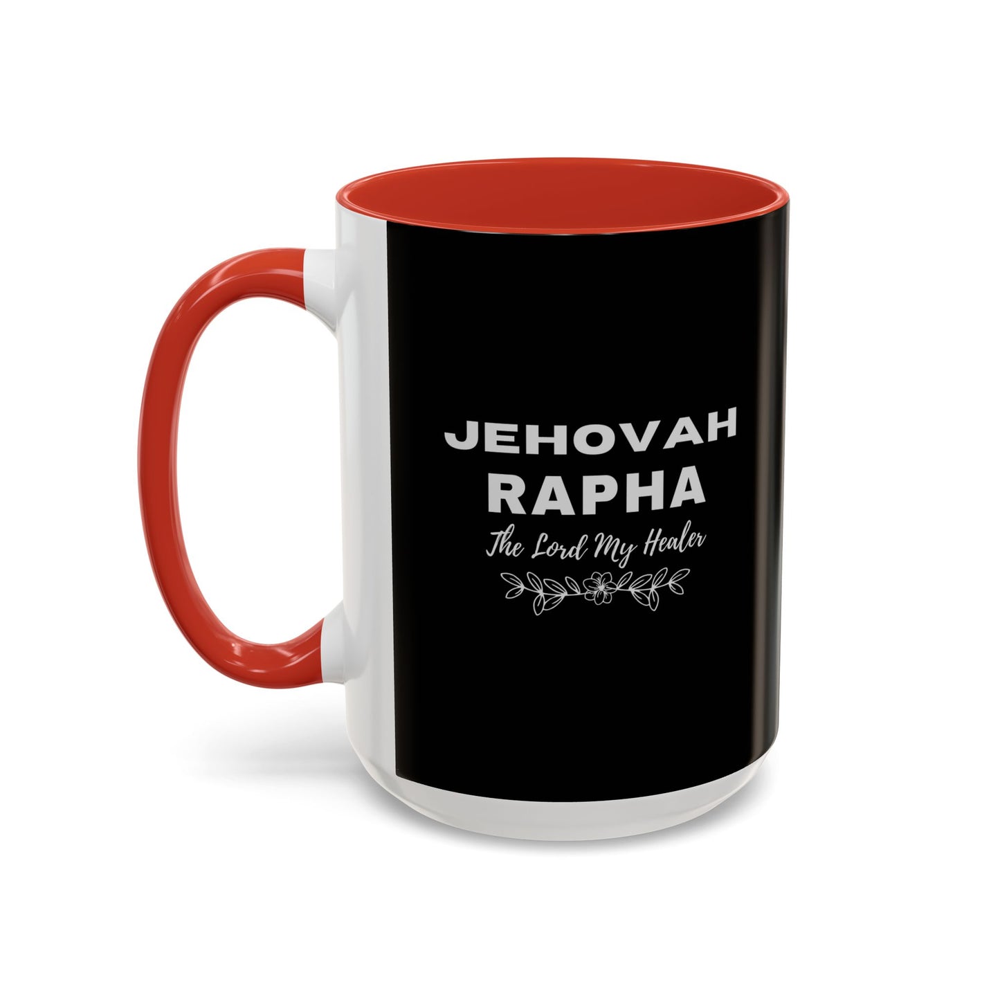 Jehovah Rapha Coffee Mug – 'The Lord My Healer' Black Accent Mug (11/15oz)